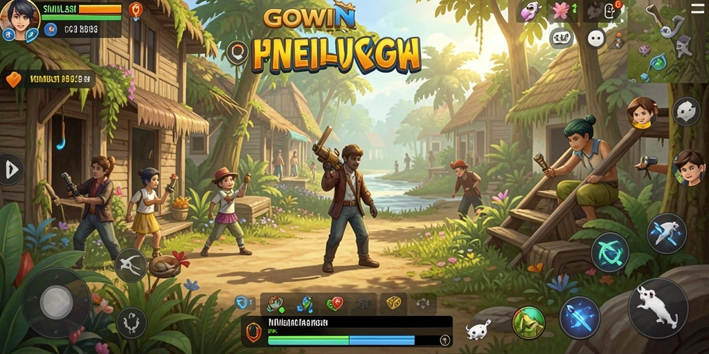 Screenshot gameplay GOWIN yang menunjukkan interaksi karakter.
