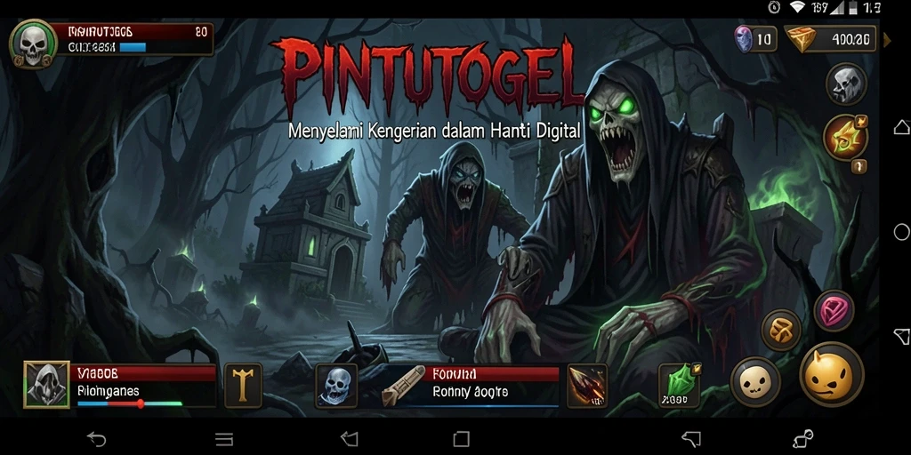 Screenshot gameplay PINTUTOGEL menampilkan momen mencekam di dunia penuh hantu.