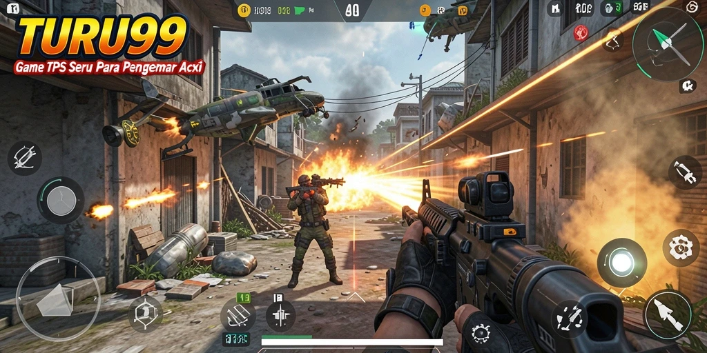 Screenshot TURU99 menampilkan aksi seru dalam gameplay TPS.